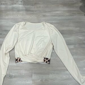 Fabletics Cream Long Sleeve Crop Top